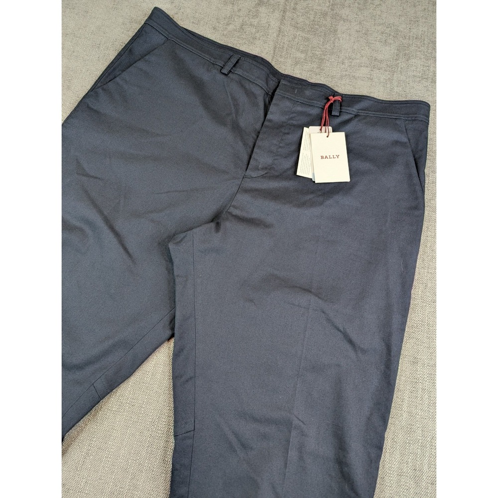 NWT Bally Switzerland Pants Mens 40x26 Navy Flat Front Chino - Altered / Hemmed